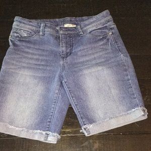 Mid length jean shorts